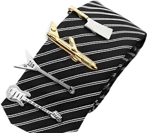 4Pcs Tie Clips For Men Unique set,Tie Bar Silver And Gold,Tie Clip 1.5inch-2.2inch,Fater's Day Gift...