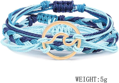 Handmade Wave Braided Wax Rope Adjustable Strand Bracelet Set Waterproof Charm Stretch Knot String Thread Bracelets Simple Life PursuitFriendship ...