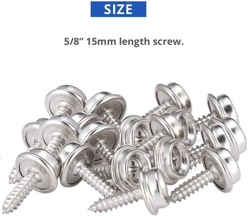 YeeBeny Stainless Steel Screws Marine Grade Boat Canvas Snaps 3/8"Socket with Stainless Steel 5/8"Screw, Snaps for Boat Cover, Snap Screw Stud, Ma...