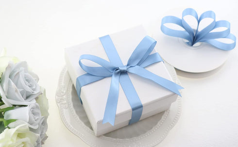 Dusty Blue Ribbon 5/8 Inch Dusty Blue Satin Ribbon Wedding Ribbon for Gift Wrapping Hair Ribbon Gift Ribbon Silky Ribbon for Crafts Christmas Deco...