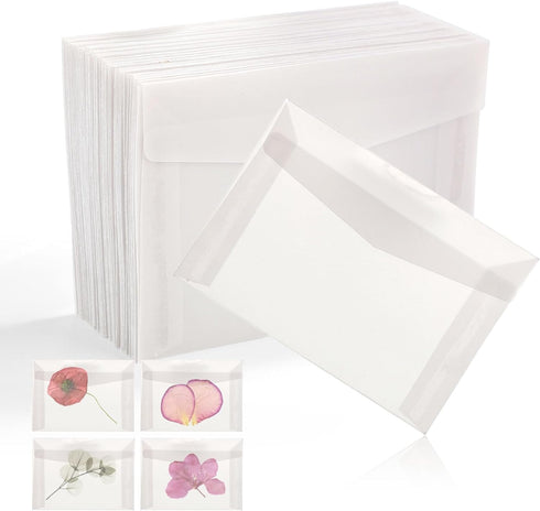 50pcs Glassine Envelopes, 3.94x2.76in Lottery Ticket Envelopes for Stamps, Storing Photos, Lottery Tickets, Badges, Postcards Clear Bags for Frien...