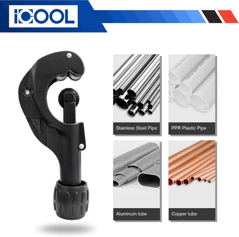 ICOOL Tubing Cutter 1/8 to 1-3/8 Inch (3-35mm) (Matte Surface) with Extra Blade and Reamer for Copper, Brass, Aluminum, Mild Steel Pipes, PVC, Thi...