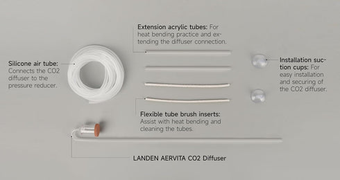 LANDEN AERVITA CO2 Diffuser Kits, Nano-Sized Ceramic diffusing disc Professional Aquarium CO2 High-Efficiency L Size with Suction Cups and Silicon...