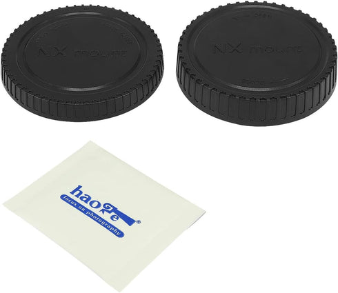 Haoge Camera Body Cap and Rear Lens Cap Cover Kit for Samsung NX Mount Camera Lens Such as NX1 NX5 NX10 NX20 NX30 NX200 NX210 NX300 NX300M NX500 N...