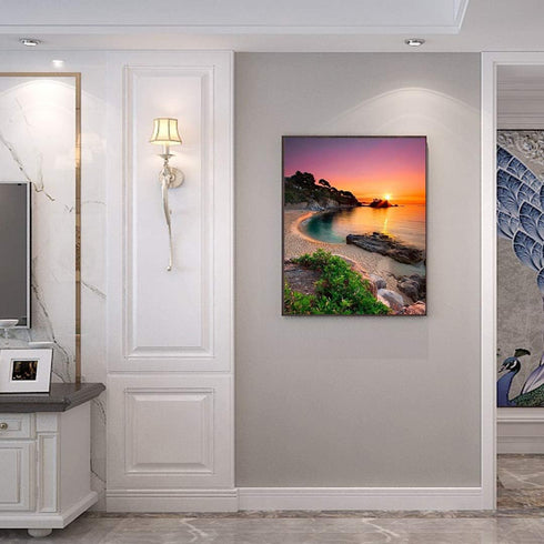 ACENGXI Beach Sunrise Paint by Numbers Kits Beach DIY Oil Painting by Numbers Sunrise Beach DIY Canvas Painting by Numbers Acrylic Painting Kits f...