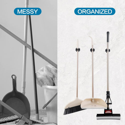 3PCS Broom and Mop Holder, Heavy Duty Garden Tool Organizer Rack Rake and Shovel Handle, Stainless Steel Mop Hanger. Wall Mounted Utility Rack wit...