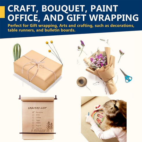 PerkHomy Brown Kraft Paper Roll 17.5" x 600" (50') for Gift Wrapping Bulletin Board Bouquet Flower Kids Wall Art Craft Packing Moving Shipping Flo...
