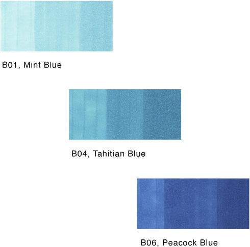 Copic Sketch, Alcohol-based Markers, 3pc Set, Color Fusion #6, Blue...