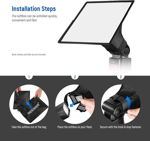 NEEWER Flash Diffuser Light Softbox 9" x 7", Universal, Collapsible with Storage Pouch Compatible with Canon Nikon Sony Godox Yongnuo NEEWER speed...