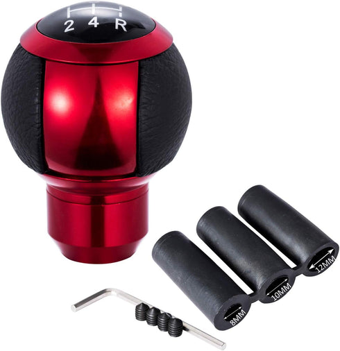 5 Speed Leather Shift Knob Shifting Lever Gear Stick Handle Shifter Transmissions Fit Most Manual Cars Truck SUV Vehicle (Red)...