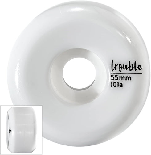 TROUBLE SKATEBOARDS Blank Wheels 55mm Skateboard White Blanks (W2)...
