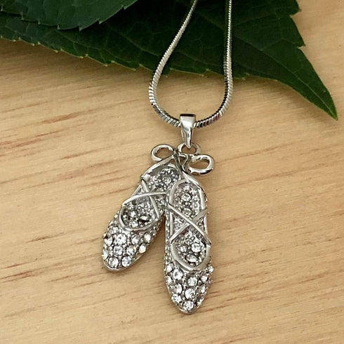 PammyJ Ballet Dancer Necklace - Crystal Ballerina Slippers Necklace, 18"...