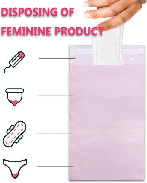 Sanitary Napkin Disposal Bags - Block Odors, Great Adhesion, Perfect Size - Feminine Hygiene Disposal Bags for Tampons and Pads Pink 100Pcs...