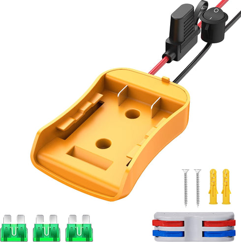 1 Pack Power Wheels Adapter for Dewalt 20V Battery, Power Wheels Battery Converter Kit with Fuse & Switch & Wire Terminals & 12 AWG Wire for DIY R...