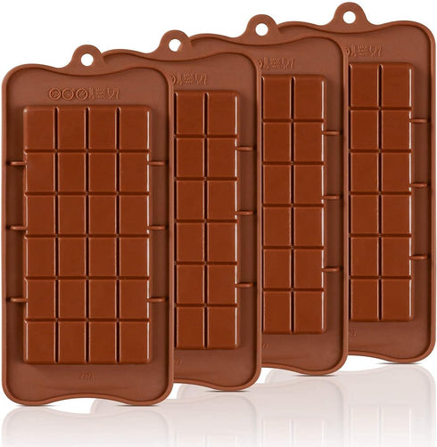 Chocolate Bar Mold Silicone - Candy Bar Molds for Chocolate Break-Apart Silicone Chocolate Molds Protein and Engery Bar Silicone Molds Pack of 4...
