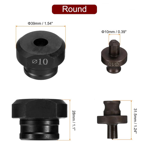 Hydraulic Hole Punch Die 10mm Precise Round Hole Electric Hydraulic Hole Punching Kit for MHP-20 JP-20 Electric Hydraulic Punching Machine, Burgun...