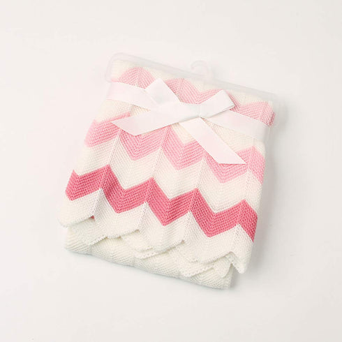 Baby Blanket Knitted Pink Chevron Soft Toddler Nursery Crib Throw Blankets Receiving Swaddle Blanket Stroller Cover for Boys Girls,40x30 inch...