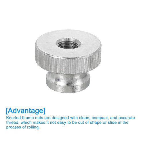 uxcell Knurled Thumb Nuts, 3Pcs M10 x D30mm x H20mm Stainless Steel Round Knobs Fasteners Through Hole Hand Screw Nut Silver for 3D Printer Parts,...
