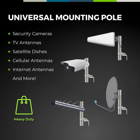 10” Inch Pole Mount Accessory for Outside Antenna(Signal Booster Antenna, Yagi Antenna, Antenna Expansion kit)- with U-Bracket Assembly...