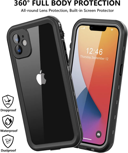 for iPhone 11 Waterproof Case with Built-in Screen Protector, Shockproof Dustproof Full Body Protective IP68 Waterproof Phone Case for iPhone 11 6...