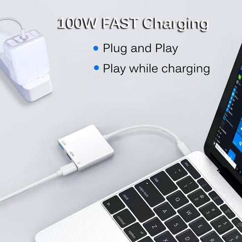 USB C to Hdmi Adapter for iPhone 15, USB 3.0 Hub 10Gbps Digital AV Adapter Thunderbolt 3 4 to HDMI 4k Converter, 100W PD Fast Charging, Compatible...