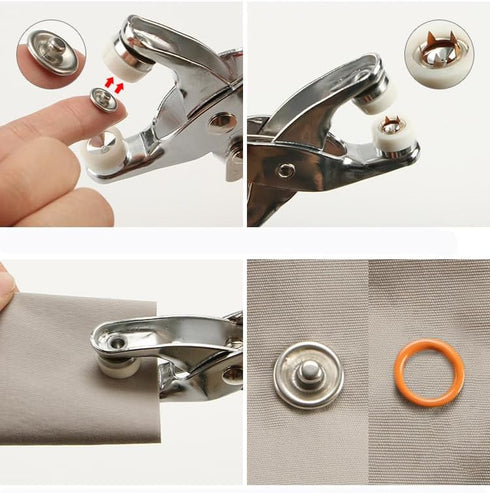 100 Sets 9.5mm Metal Snaps Buttons Tool Kit with Fastener Pliers Press Perfect for DIY Crafts Clothes Bibs Hats and Sewing,Snap Button Fasteners K...