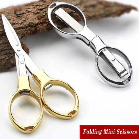 Folding Scissors,Safe Portable Travel Scissors,Zinc Alloy Handle Stainless Steel Telescopic Cutter for Home Office outdoor fishing?2PC?...