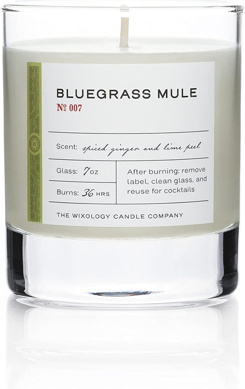 Wixology Cocktail Inspired Bluegrass Mule Soy Candle - Ginger and Lime Scented Candle in Reusable Rocks Glass - Made in Kentucky - 7 oz (Ginger & ...