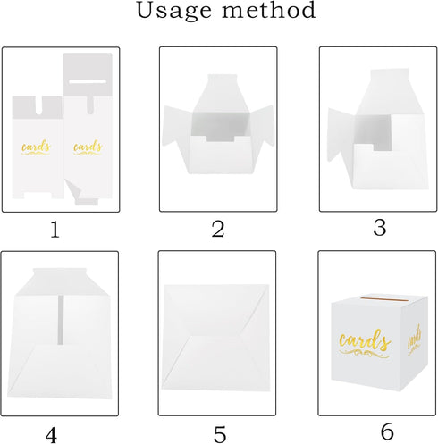 White Card Box Cardboard Card Box for Birthday Bridal & Baby Shower Graduation Funeral Envelope Box for Party Gold Card Box with Slot Wedding Mone...