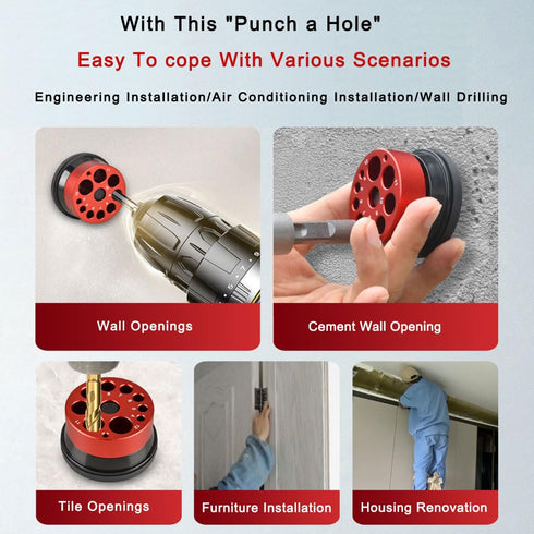 Drill Dust Cover Collector, Hammer Impact Drills Multiple Holes Ash Dust Catcher Industrial Aluminum Alloy Saw Dust Connecting Bowl Tool (Dust Box...