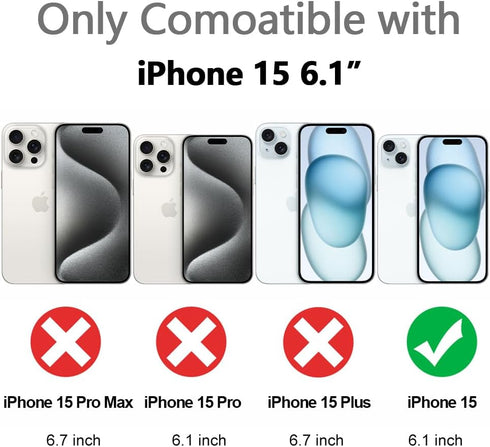OOK Case for iPhone 15 Compatible with Magsafe Colorful Flower & Black Butterfly Design Drop-Resistant Skin-Friendly Cover Anti-Slip Full-Body Pro...