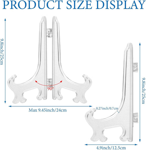 2 Pack Acrylic Easel Stand 9.8 Inch Clear Plastic Easels Plate Holders Extra Large Easels Display Stand for Photos Picture at Weddings, Birthdays,...