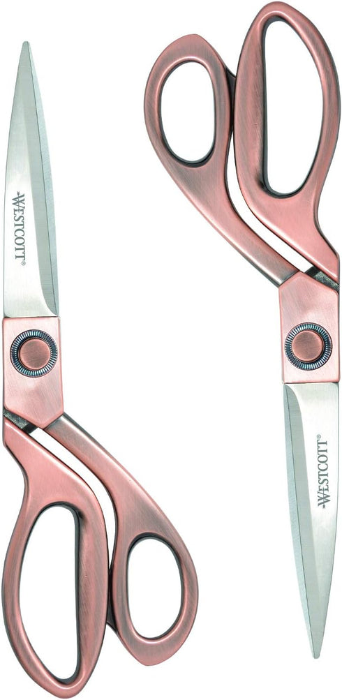 Westcott 8" Bent Stainless Steel Copper-Finish Scissors For Office & Home, 2 Pack (17600)...