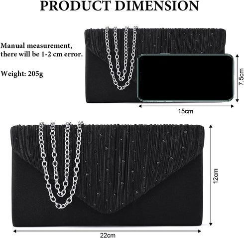 Evening Bag Clutch Purses for Women, Rhinestones Purse, Sparkling Envelope Evening Bag with Detachable Chain...