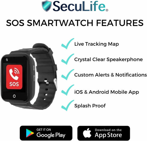 SOS Smartwatch for Seniors - Fall Alert, Medical Monitoring, Life Alert Emergency Panic Button, Assistive Speaker & Phone Medical Alert System, Bu...