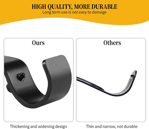 Heavy Duty Adjustable Curtain Rod Brackets Rod Holders for 1 Inch Rod, Black Color, (Set of 4,Black)...