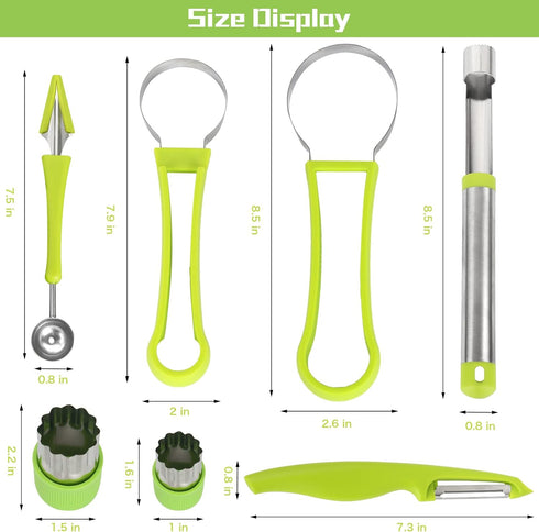 14 Pack Melon Baller Scoop Set - 4 in 1 Stainless Steel Fruit Tool Set Fruit Scooper Seed Remover with Fruit Vegetable Cutter Shapes Set Fruit Pee...