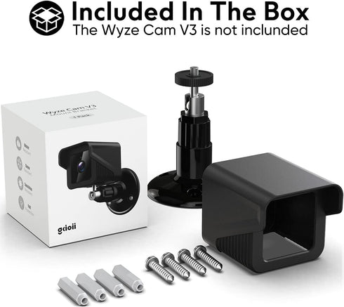 Gcioii Mount for All-New Wyze Cam V3,Weatherproof Protective Silicone Skin Cover and 360 Degree Adjustable Wall Mount Accessories for WYZE Cam V3 ...