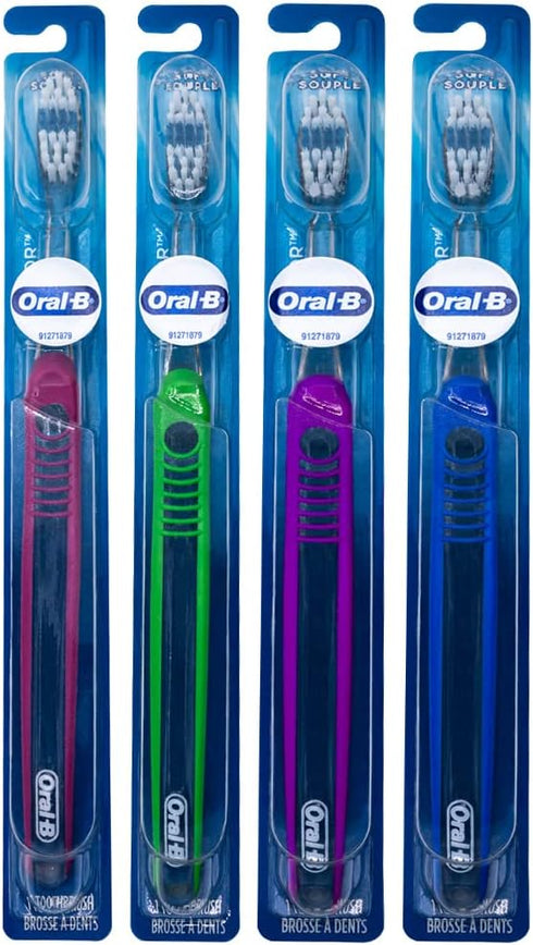 Oral-B Indicator Toothbrush, Flat Trim, 30 Soft (Colors Vary) - Pack of 4...