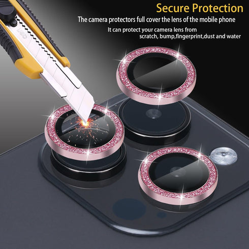 Camera Lens Protector for iPhone 15 Pro & iPhone 15 Pro Max, Tempered Glass Lens Protector Aluminum Alloy Ring Camera Cover Fits for iPhone 15 Pro...