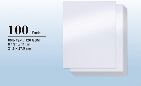 White Shimmer Paper - 100-Pack Metallic Paper, 120 GSM, Paper Crafting Supplies, Perfect for Flower Making, Ticket, Invitation, Stationery, Scrapb...