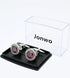 Red Crystal Gemstone Cufflinks for Men Lady In Gift Case Silver Round Men's Cufflinks Jewelry Set for Wedding Anniversary Business Party Events Tu...