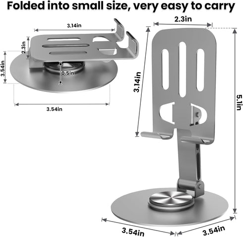 2PCS Cell Phone Stand, Multi-Angel Adjustable 360° Rotation Non-Slip Metal Phone Stand Compatible with iPone Android Smartphone and Tablet(Grey&Gr...
