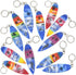 ArtCreativity Wooden Surfboard Keychains, Set of 12, Fun Key Chains for Backpack, Purse, Luggage, Great Giveaways for Birthday, Luau, Beach, and P...