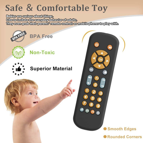 Baby TV Remote Control Toy with Light and Sound, Early Educational Music Toy with English/French/Spanish, Gift Toy for 6 Months+...