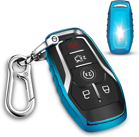 QBUC for Ford Key fob Cover,TPU Car Key Case Protector with Keychain Compatible with Ford Fusion F-150 Edge Explorer Mustang Lincoln MKZ MKC 2/3/4...