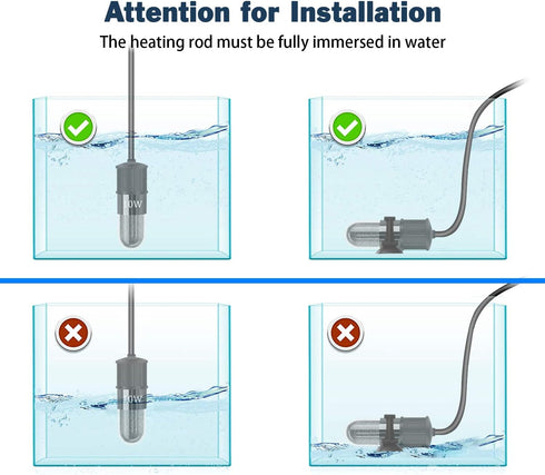 Adjustable Mini Aquarium Heater 0.5/1/2/3 Gallon Submersible Small Fish Tank Heater 10W/20W/30W Digital Display Thermostat External Temperature Co...