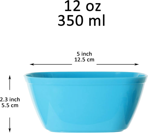 Youngever 9 Pack 12 Ounce Plastic Bowls, Snack Bowls, Kids Plastic Bowls, Set of 9 (9 Rainbow Colors)...