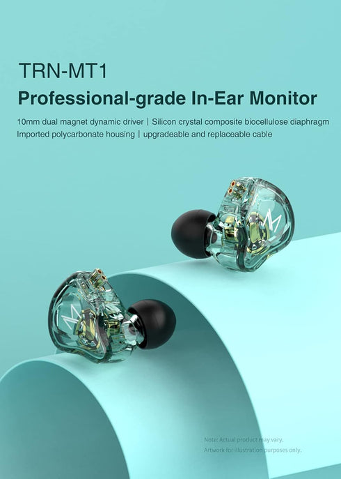 FEDAI TRN MT1 1DD HiFi Earphone Headphones, TRN MT1 in-Ear Earbuds with New 10mm Composite Magnetic Dynamic Driver Over Ear Headset with Detachabl...