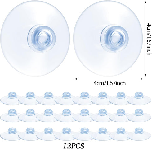 24Pcs Small Suction Cups,Glass Suction Cups 40Mm Clear PVC Rubber Window Suction Cups without Hooks,for Home Kitchen and Bathroom Windows Glass Do...